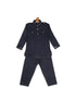 Sishu Boy's Blue Pure Cotton Pathani Kurta With Pyjama Set
